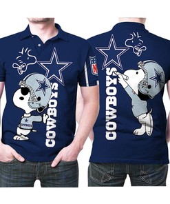 Snoopy Leans On Dallas Cowboys Logo Nfl Logo 3D All Over Print Polo Shirt