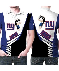 Snoopy Leans On New York Giants Logo 3D All Over Print Polo Shirt
