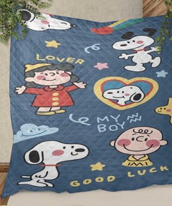 Snoopy Lover My Boy Good Luck Christmas Gifts Lover Quilt Blanket Bedding Set, snoopy Quilt Blanket Bedding Set