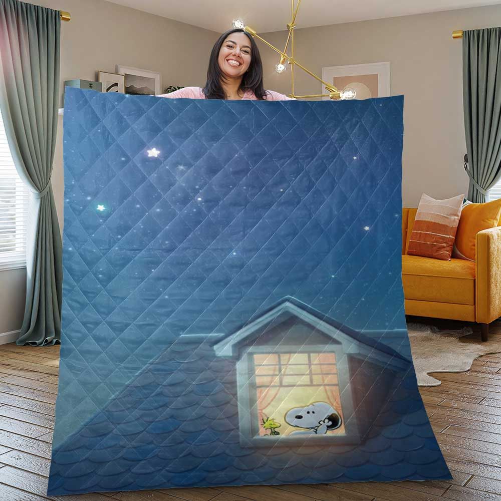Snoopy Peanuts Quilt Blanket Bedding Set, Snoopy Peanuts Gift For Fan, Snoopy Peanuts Quilt Blanket Bedding Set