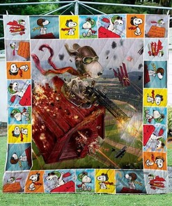 Snoopy Pilot Quilt Blanket Bedding Set With Pilliwcases Option