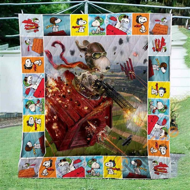 Snoopy Pilot Quilt Blanket Bedding Set With Pilliwcases Option