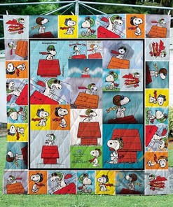 Snoopy Pilot Quilt Blanket Bedding Set With Pilliwcases Option Ver2