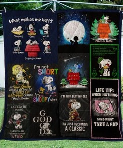 Snoopy Quotes Quilt Blanket Bedding Set for Home Décor