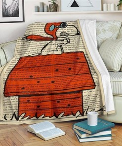 Snoopy The Red Baron Riding Sherpa Fleece Blanket Gifts for Family, for Couple