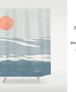 Snow Mountain And Blue Sea Shower Curtain, Modern Art Waterproof And Washable Bath Curtains For Home Bathroom Decor