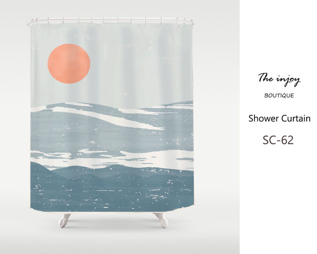 Snow Mountain And Blue Sea Shower Curtain, Modern Art Waterproof And Washable Bath Curtains For Home Bathroom Decor