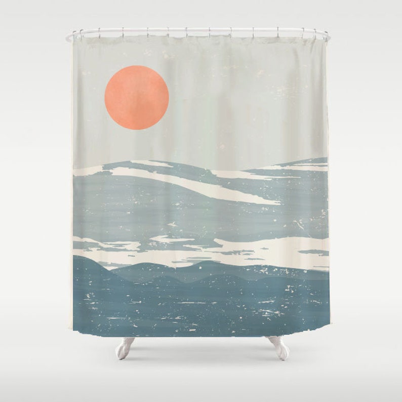 Snow Mountain And Blue Sea Shower Curtain, Modern Art Waterproof And Washable Bath Curtains For Home Bathroom Decor - Image 3