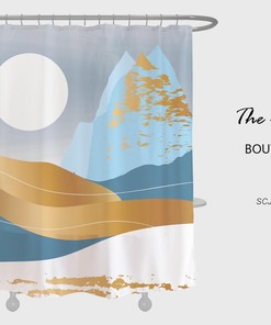 Snow Mountain Shower Curtain, Moon Night Waterproof And Washable Shower Curtain For Bathroom Bath Set, Home Decor