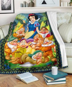 Snow White And 7 Dwarfs Funny Sherpa Fleece Blanket Gifts for Family, for Couple