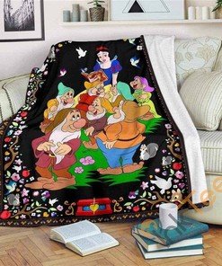Snow White and Seven Dwarfs Sherpa Fleece Blanket Gifts for Family, for Couple