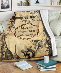 Snow White's Cleaning Service Funny Sherpa Fleece Blanket Gifts for Family, for Couple
