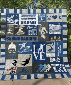 Snowboarding My Drug Of Choice Is White Powder Quilt Blanket Bedding Set Perfect Gifts For Snowboarding Lover