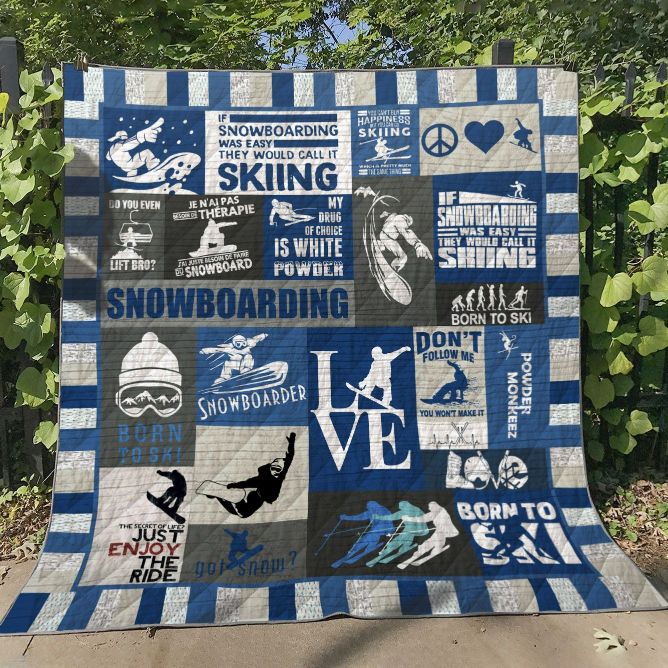 Snowboarding My Drug Of Choice Is White Powder Quilt Blanket Bedding Set Perfect Gifts For Snowboarding Lover