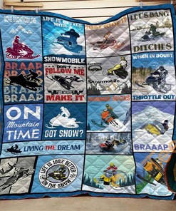 Snowmobiling Quotes Quilt Blanket Bedding Set