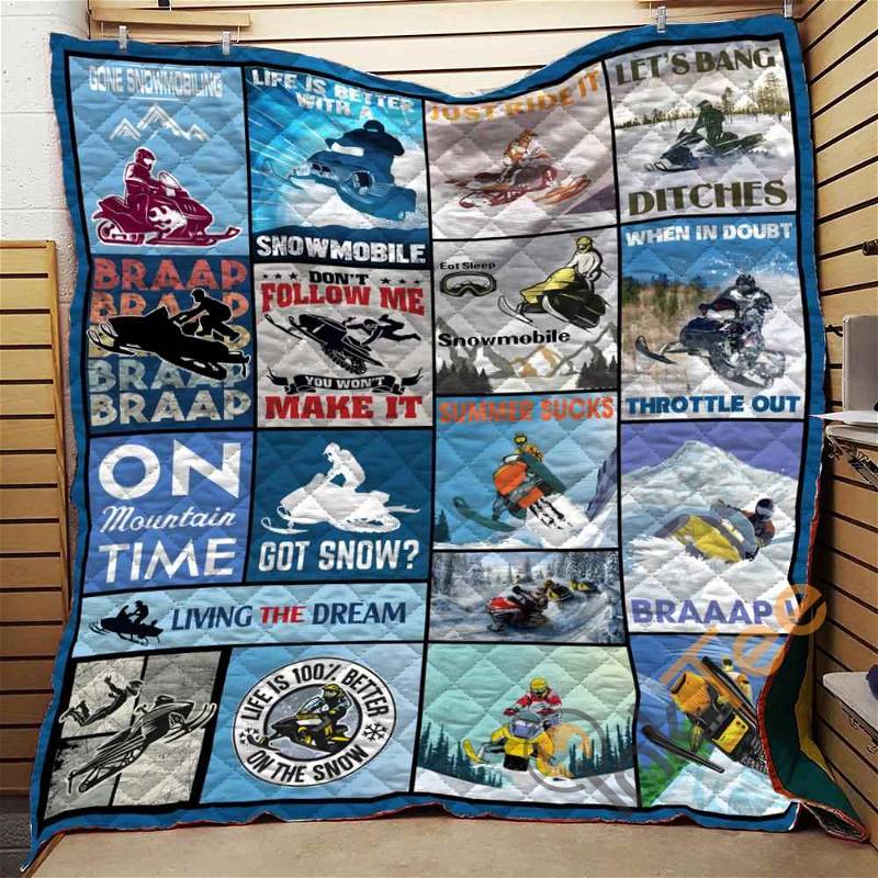 Snowmobiling Quotes Quilt Blanket Bedding Set