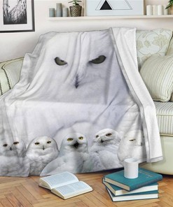 Snowy Owl Owl Lover Sherpa Fleece Blanket Gifts for Family, for Couple