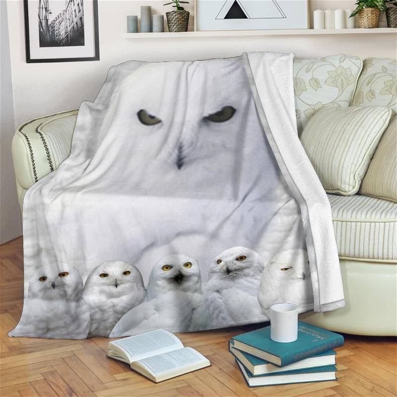 Snowy Owl Owl Lover Sherpa Fleece Blanket Gifts for Family, for Couple