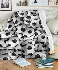 Soccer Balls Sherpa Fleece Blanket Gifts for Family, for Couple