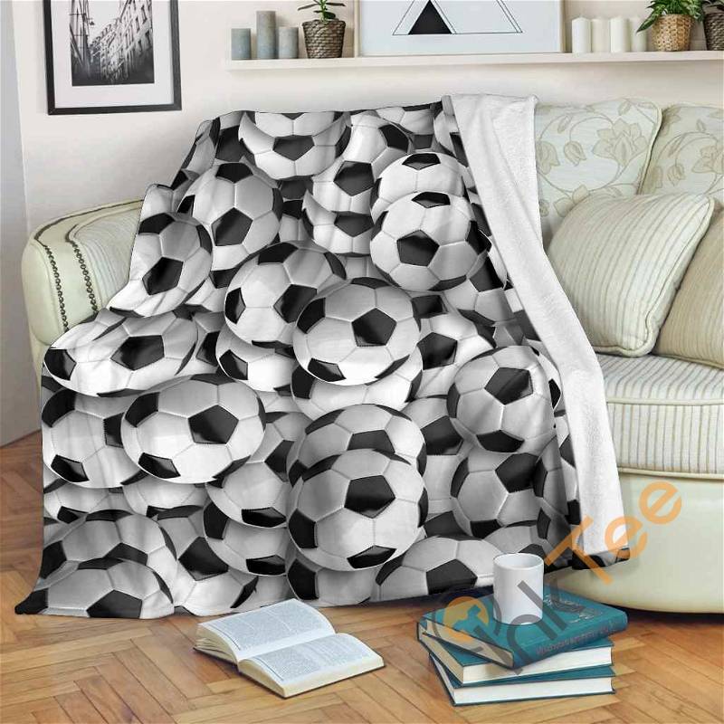 Soccer Balls Sherpa Fleece Blanket Gifts for Family, for Couple