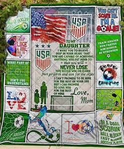 Soccer Daughter, Love, Mom Quilt Blanket Bedding Set