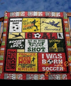 Soccer For Life Red Quilt Blanket Bedding Set