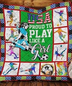 Soccer Girl Quilt Blanket Bedding Set