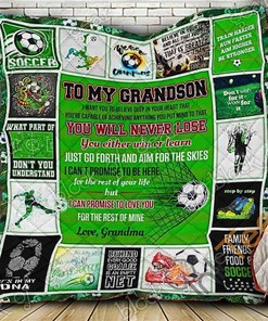 Soccer Grandson, Love Grandma Quilt Blanket Bedding Set