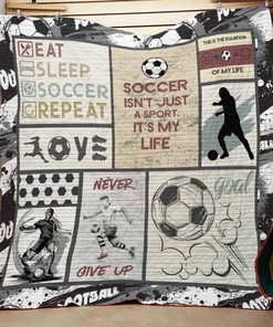 Soccer Isn't Just A Sport It's My Life Quilt Blanket Bedding Set Great Customized Blanket Gifts For Birthday Christmas Thanksgiving