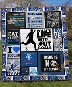 Soccer Quilt Blanket Bedding Set With Pilliwcases Option
