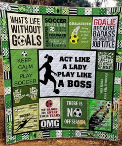 Soccer Quilt Blanket Bedding Set With Pilliwcases Option Ver3