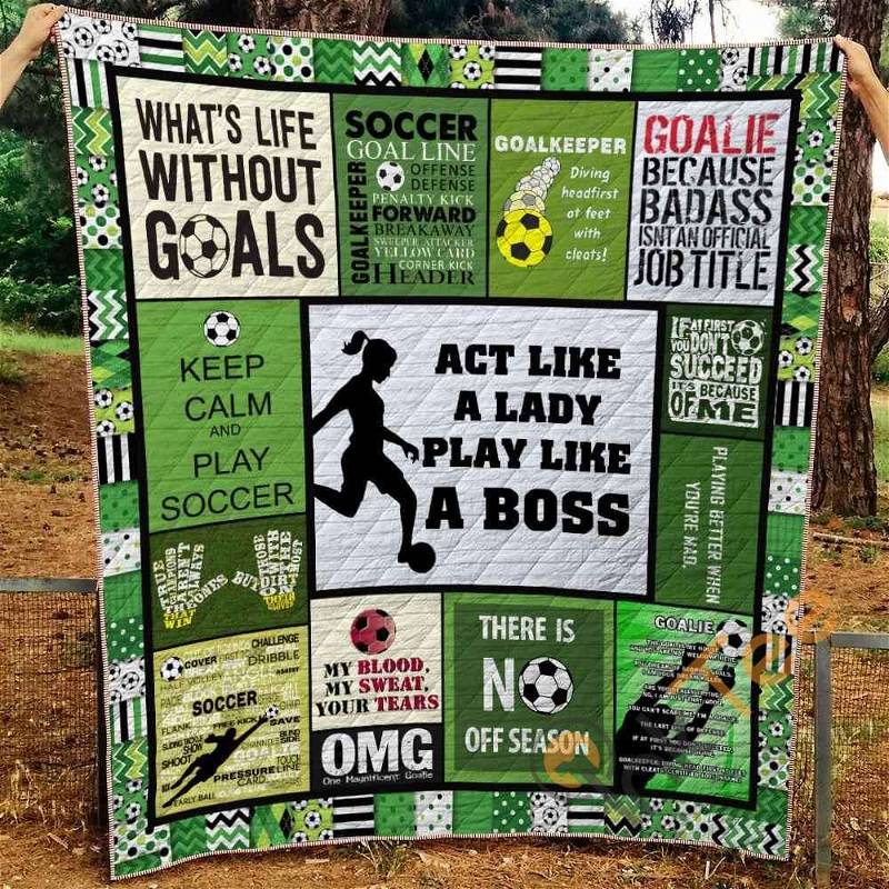 Soccer Quilt Blanket Bedding Set With Pilliwcases Option Ver3