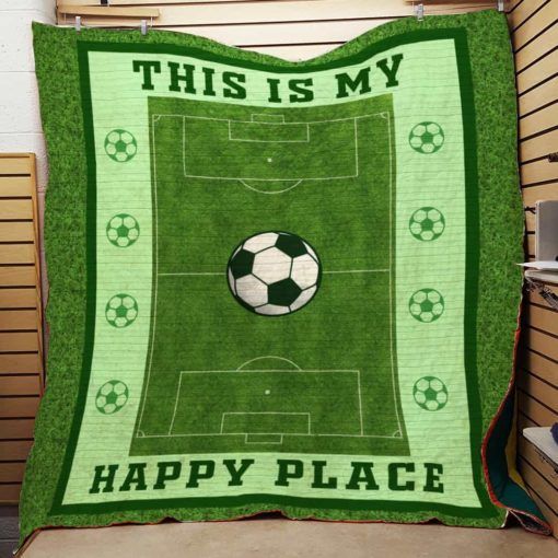 Soccer This Is My Happy Place Quilt Blanket Bedding Set Perfect Gifts For Soccer Lover