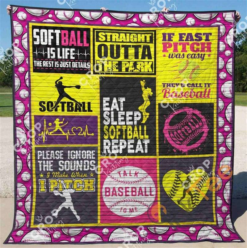 Softball 7 Quilt Blanket Bedding Set