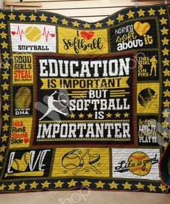 Softball Education Is Important Quilt Blanket Bedding Set Perfect Gifts For Softball Lover