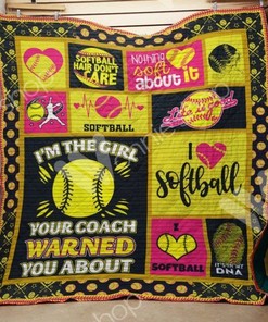 Softball Hair Don't Care Quilt Blanket Bedding Set Perfect Gifts For Softball Lover