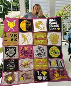 Softball I Love My Softball Player Quilt Blanket Bedding Set Perfect Gifts For Softball Lover
