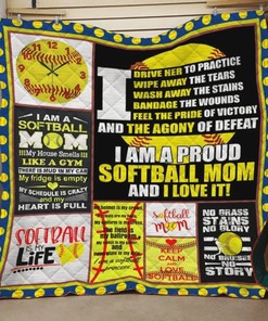 Softball Mom I Am A Proud Softball Mom And I Love It Quilt Blanket Bedding Set