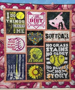 Softball Theme Quilt Blanket Bedding Set with 2 Pillowcases