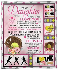 Softball To My Daughter Just Do Your Best Blanket For Daughter From Mom Birthday80
