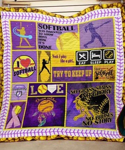 Softball Was Invented To Show Boys How It's Done Quilt Blanket Bedding Set Perfect Gifts For Softball Lover