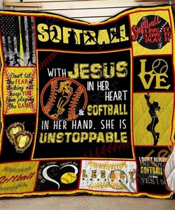 Softball With Jesus Quilt Blanket Bedding Set
