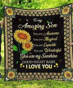 Son Amazing Daughter, Good Night Baby Quilt Blanket Bedding Set