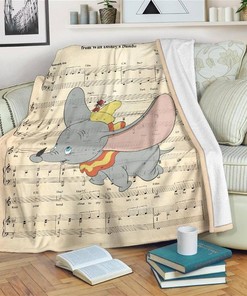 Song Lyric Flying Dumbo Sherpa Fleece Blanket Gifts for Family, for Couple