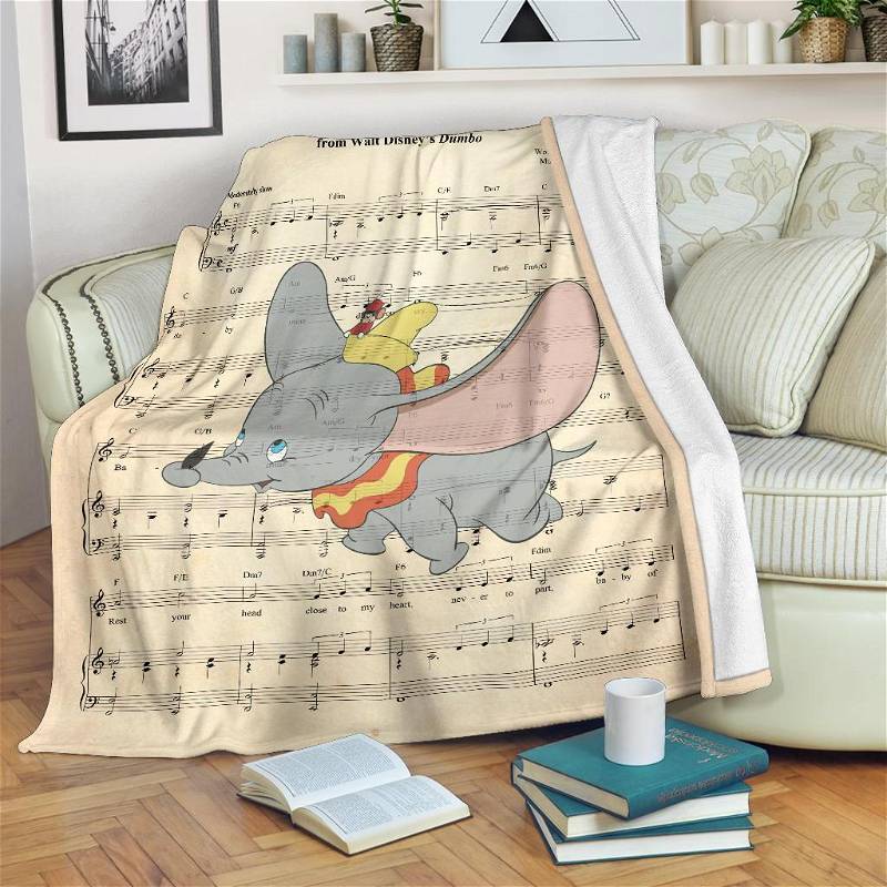 Song Lyric Flying Dumbo Sherpa Fleece Blanket Gifts for Family, for Couple