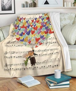 Song Theme Sheet Up Movies Sherpa Fleece Blanket Gifts for Family, for Couple