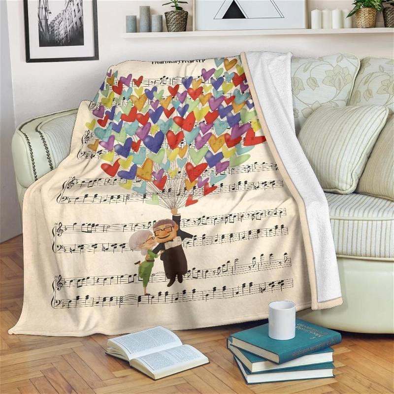 Song Theme Sheet Up Movies Sherpa Fleece Blanket Gifts for Family, for Couple
