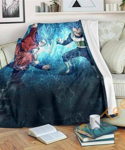 Songoku Dragon Ball Blue Design Sherpa Fleece Blanket Gifts for Family, for Couple