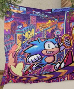 Sonic Mania Studio Zone Funny Movies Christmas Gifts Lover Quilt Blanket Bedding Set, sonic Quilt Blanket Bedding Set