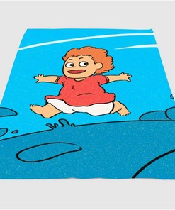 Sousuke Ponyo Sherpa Fleece Blanket Gifts for Family, for Couple